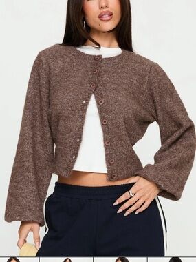 Princess polly Dawsen Button Down Cardigan Brown